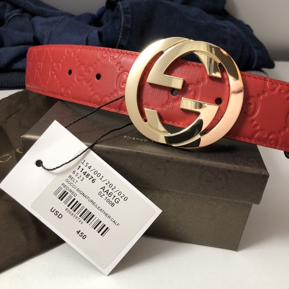 red gucci signature belt